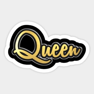 Shiny black and Gold QUEEN word ver5 Sticker